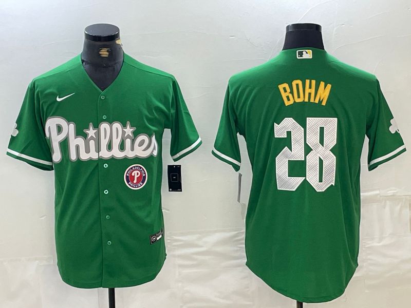 Men Philadelphia Phillies 28 Bohm Green Fashion Edition Nike 2024 MLB Jersey style 2